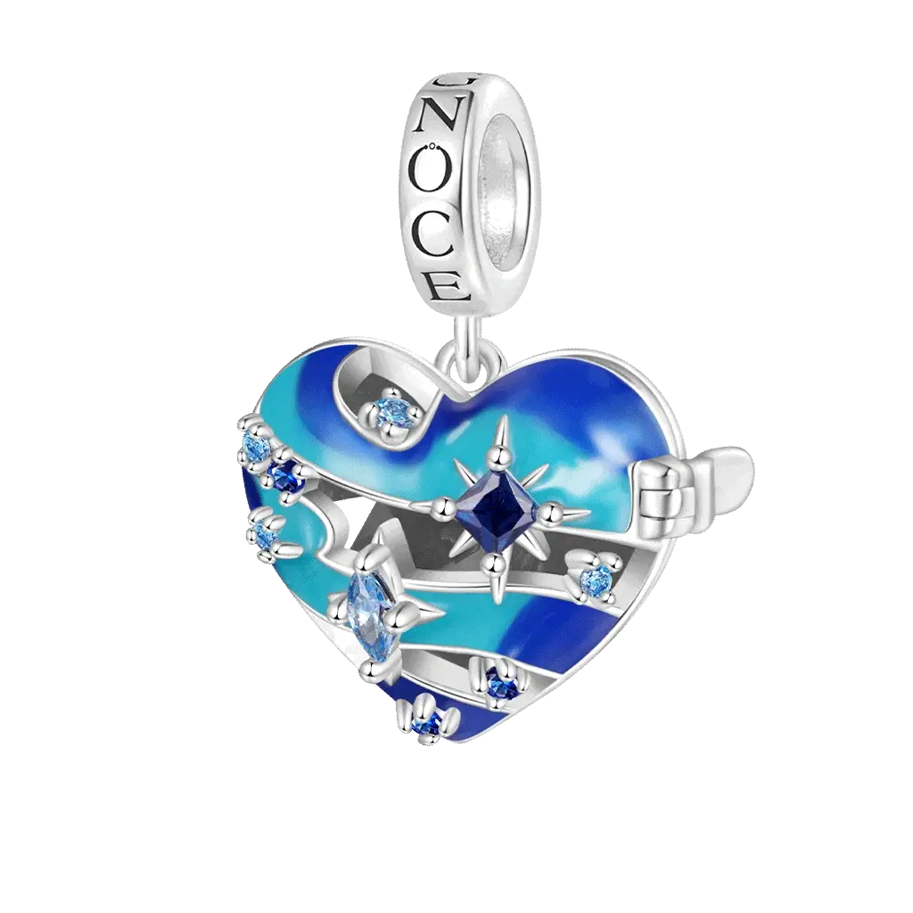 Gnoce Heart Solar System Neptune Charm Platinum-plated Silver Blend