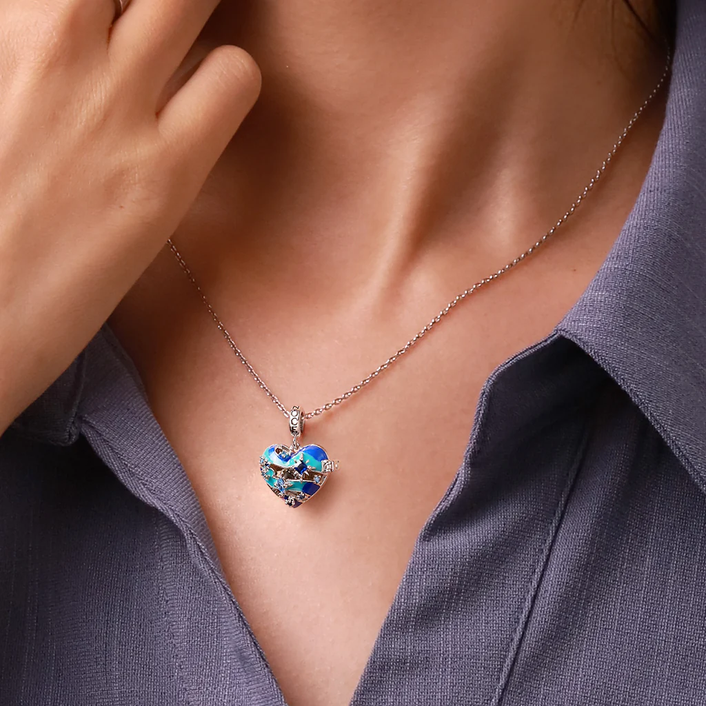 Gnoce Heart Solar System Neptune Charm Platinum-plated Silver Blend - Image 7