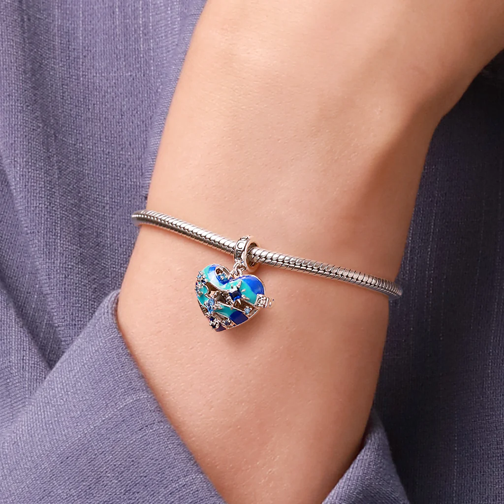 Gnoce Heart Solar System Neptune Charm Platinum-plated Silver Blend - Image 8