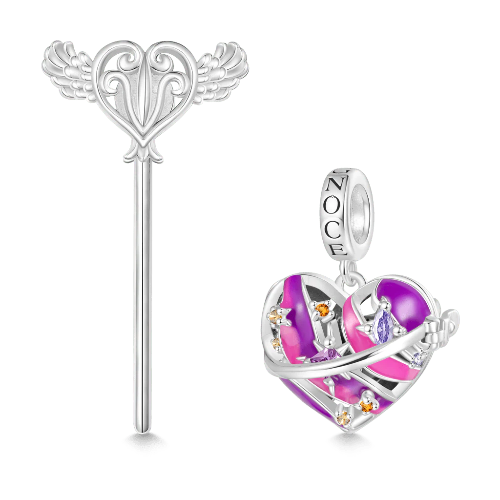 Gnoce Heart Solar System Saturn Charm Platinum-plated Silver Blend - Image 2