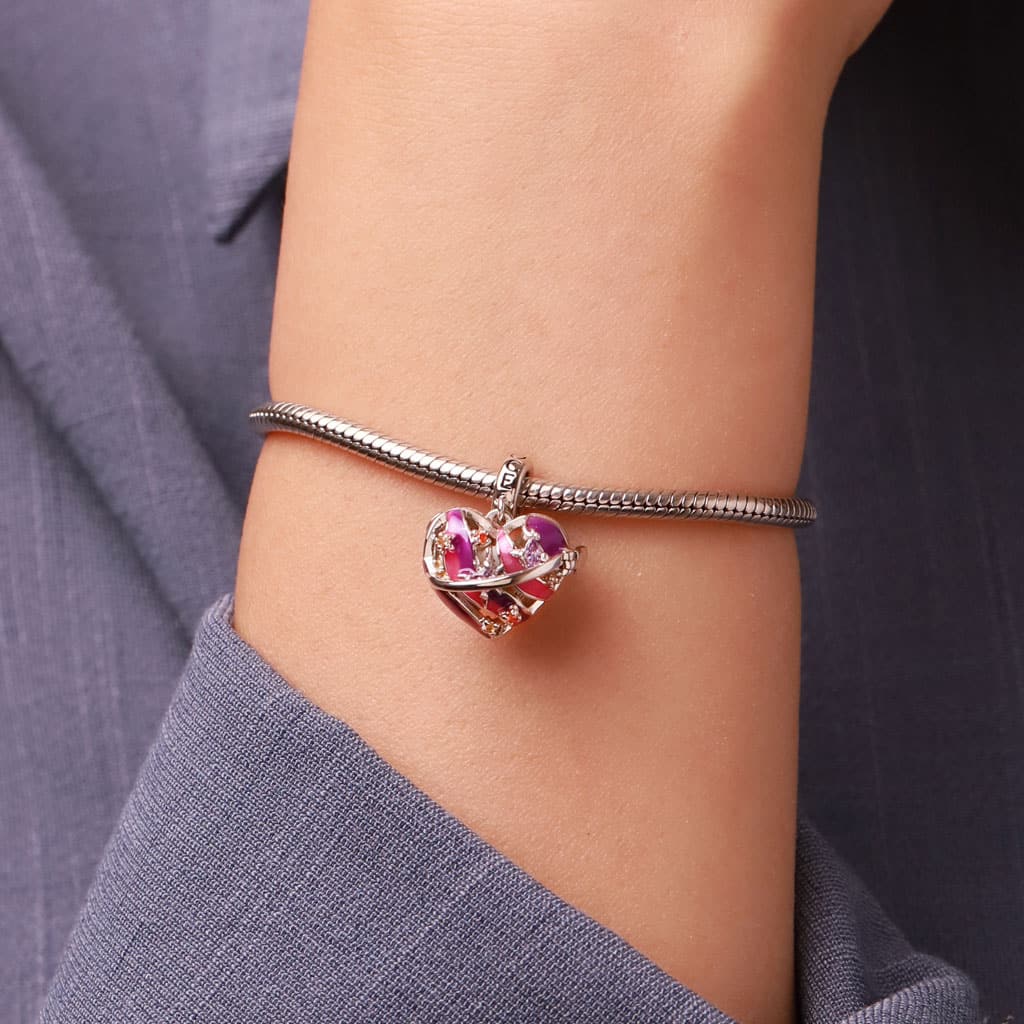 Gnoce Heart Solar System Saturn Charm Platinum-plated Silver Blend - Image 8
