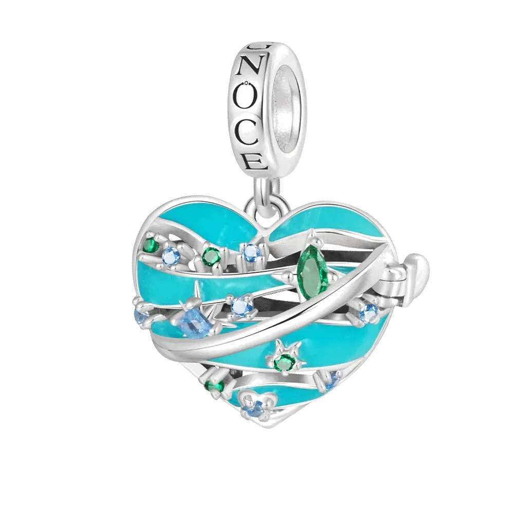 Gnoce Heart Solar System Uranus Charm Platinum-plated Silver Blend