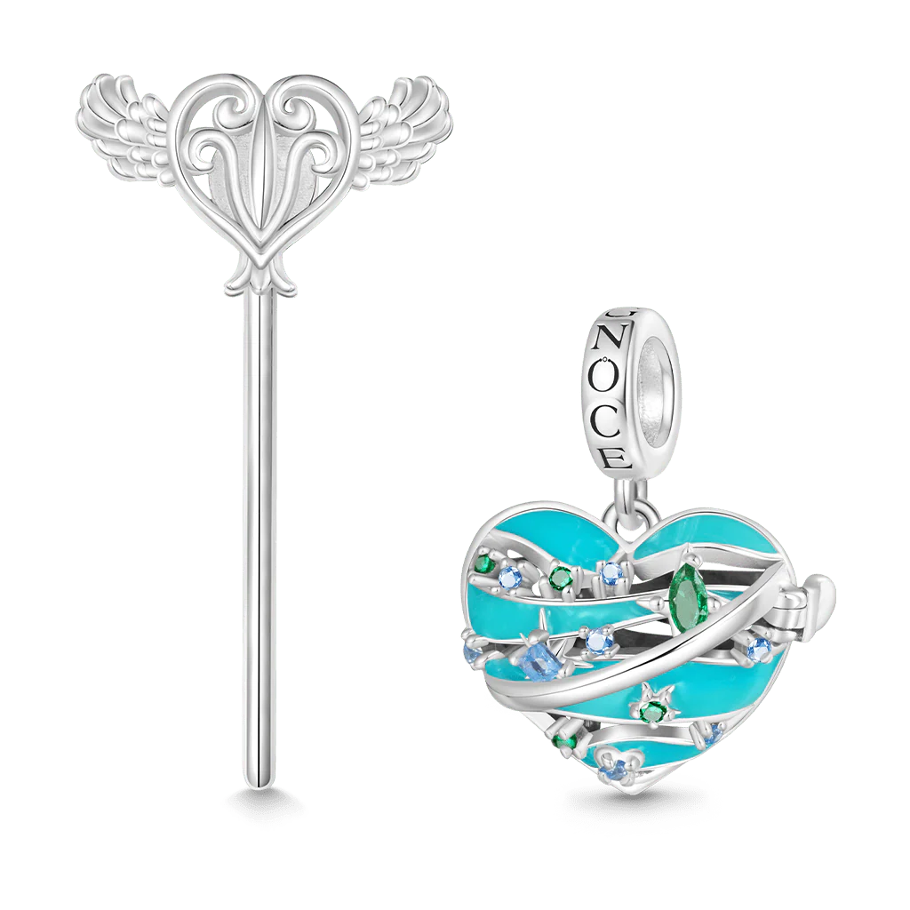 Gnoce Heart Solar System Uranus Charm Platinum-plated Silver Blend - Image 2