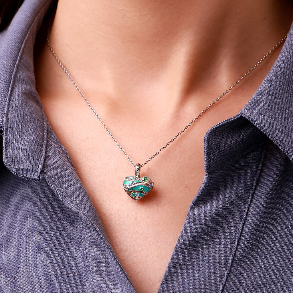Gnoce Heart Solar System Uranus Charm Platinum-plated Silver Blend - Image 7