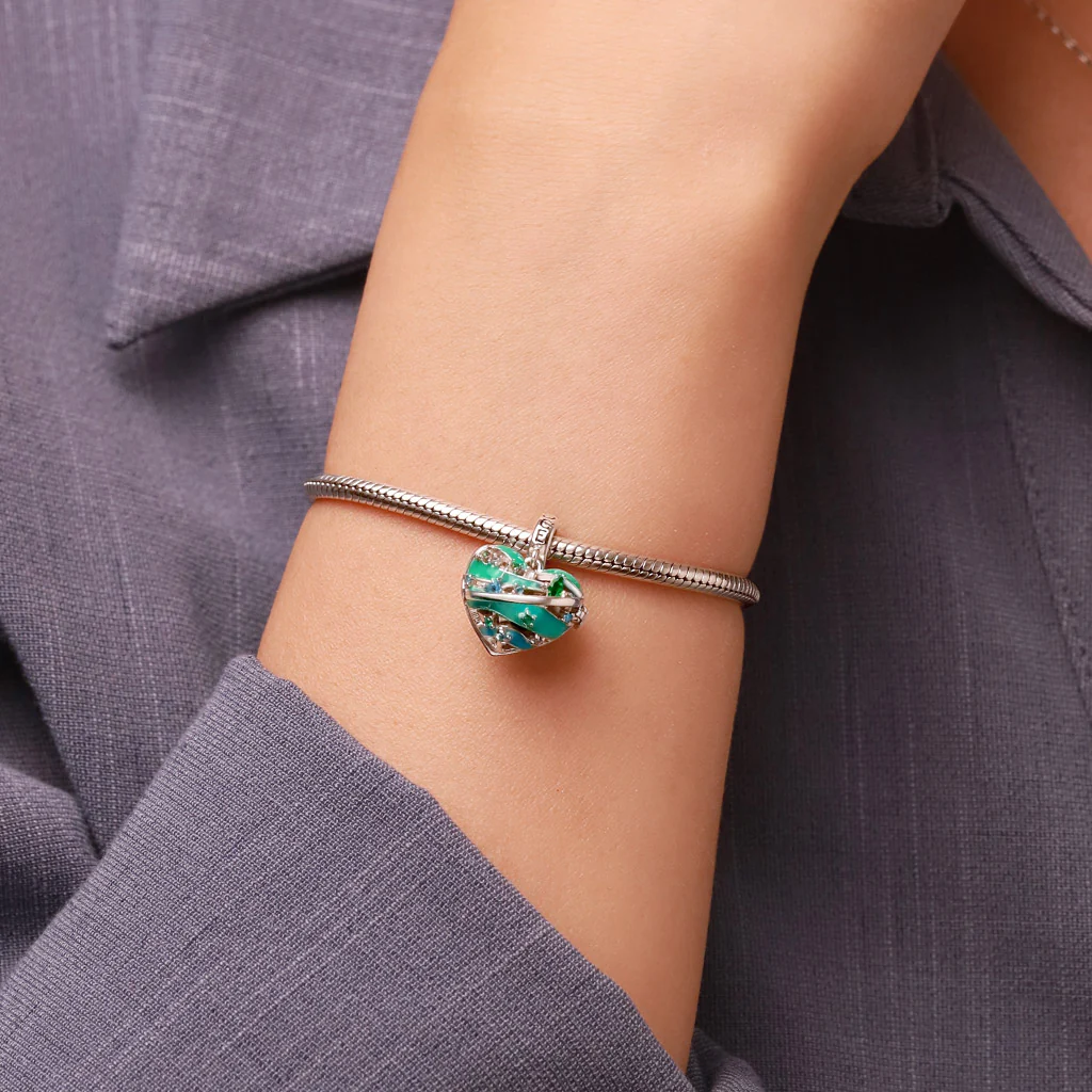 Gnoce Heart Solar System Uranus Charm Platinum-plated Silver Blend - Image 8
