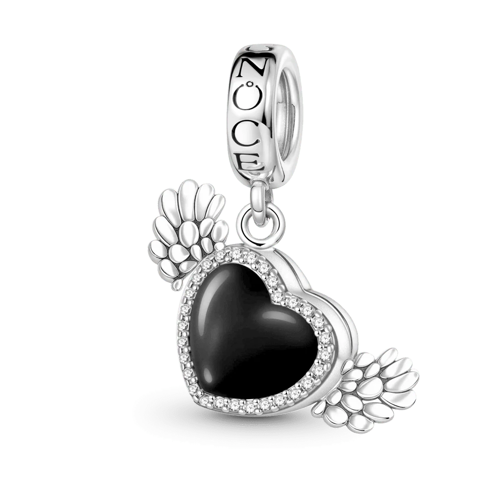 Gnoce Heating Color-changing Photo Angel Wings Charm Platinum-plated Silver Blend - Image 2