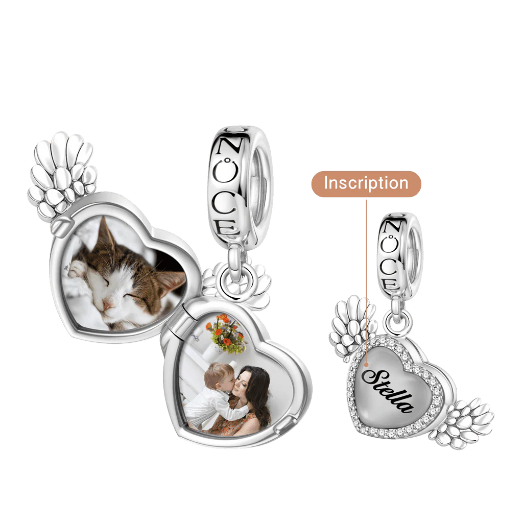 Gnoce Heating Color-changing Photo Angel Wings Charm Platinum-plated Silver Blend - Image 3