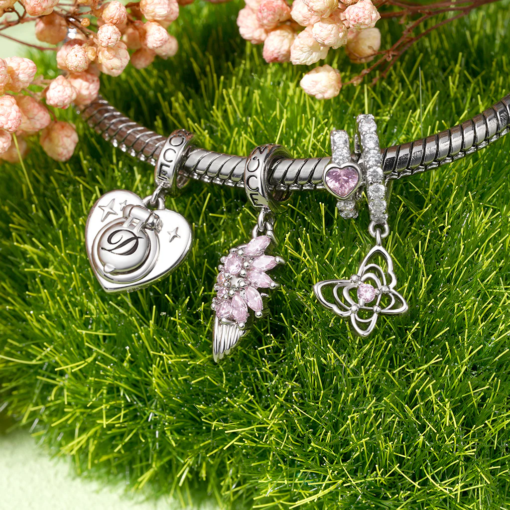 Gnoce Heaven Blessing Angel Wings Birthstone Charm Platinum-plated Silver Blend - Image 3