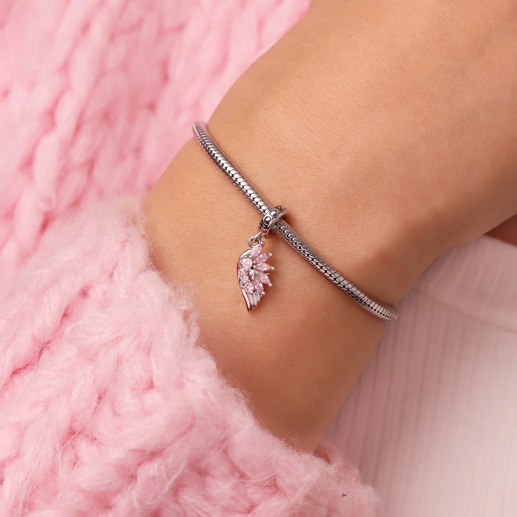 Gnoce Heaven Blessing Angel Wings Birthstone Charm Platinum-plated Silver Blend - Image 5