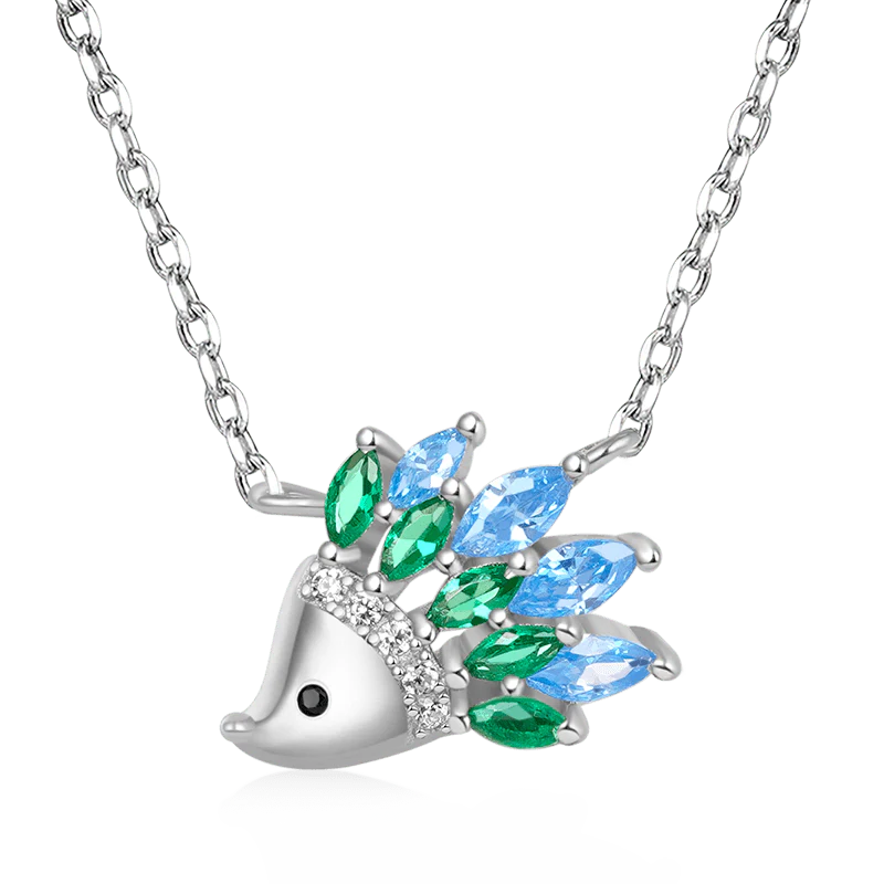 Gnoce Sparkling Hedgehog Necklace Platinum-plated Silver Blend