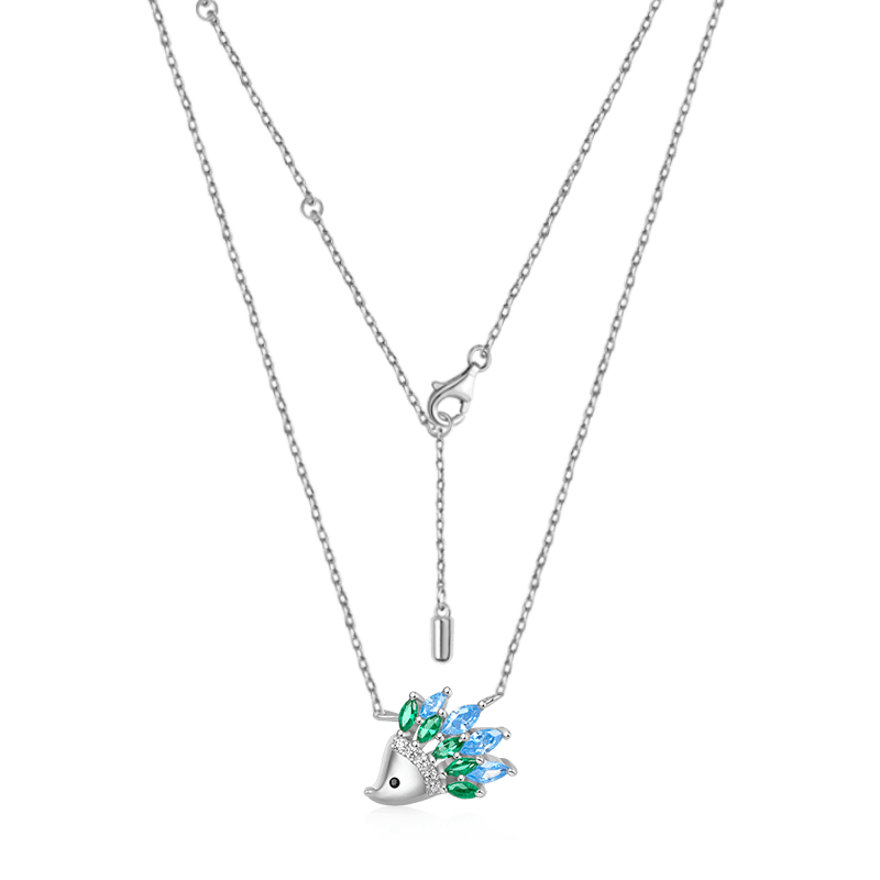 Gnoce Sparkling Hedgehog Necklace Platinum-plated Silver Blend - Image 2