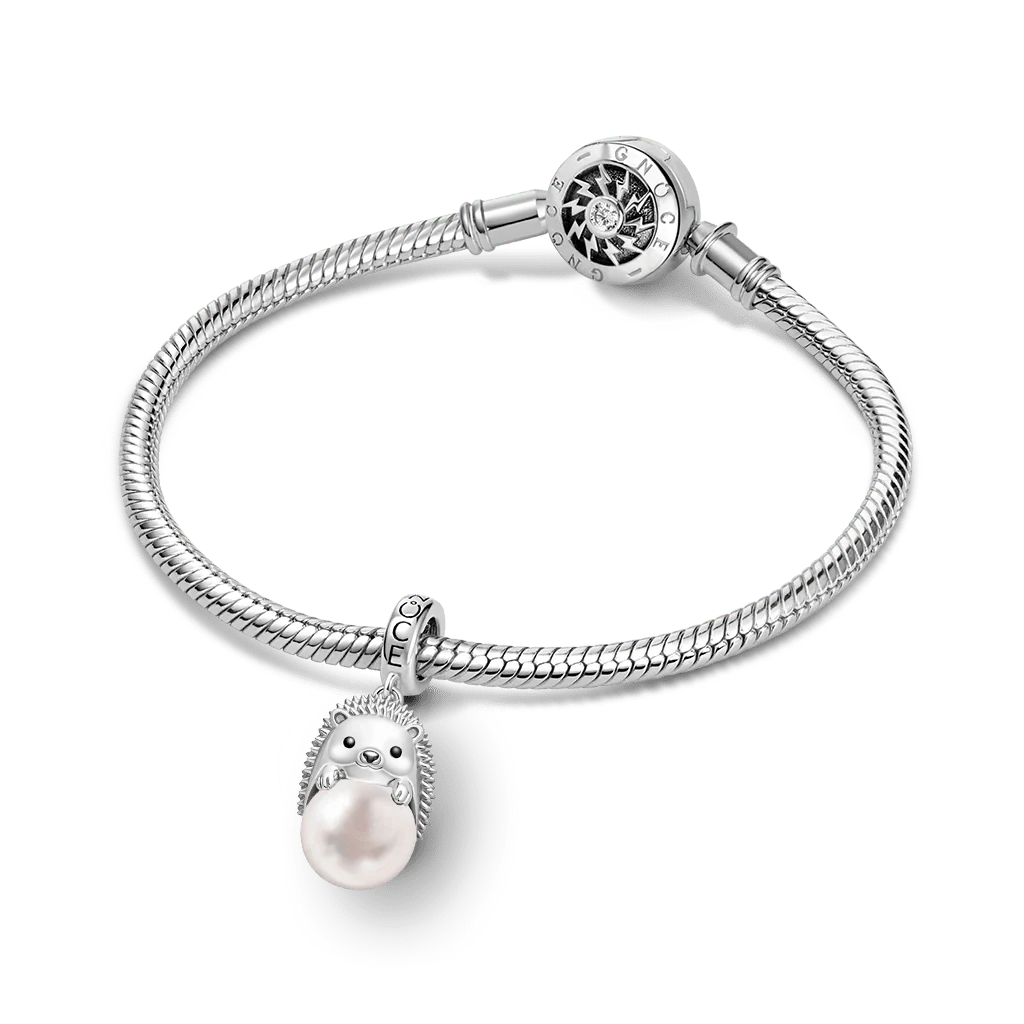 Gnoce Hedgehog with Pearl Charm Platinum-plated Silver Blend - Image 3