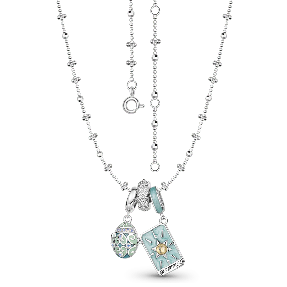 Gnoce Openable Lucky Egg and Hermit Tarot Pendant Necklace Set - Image 5