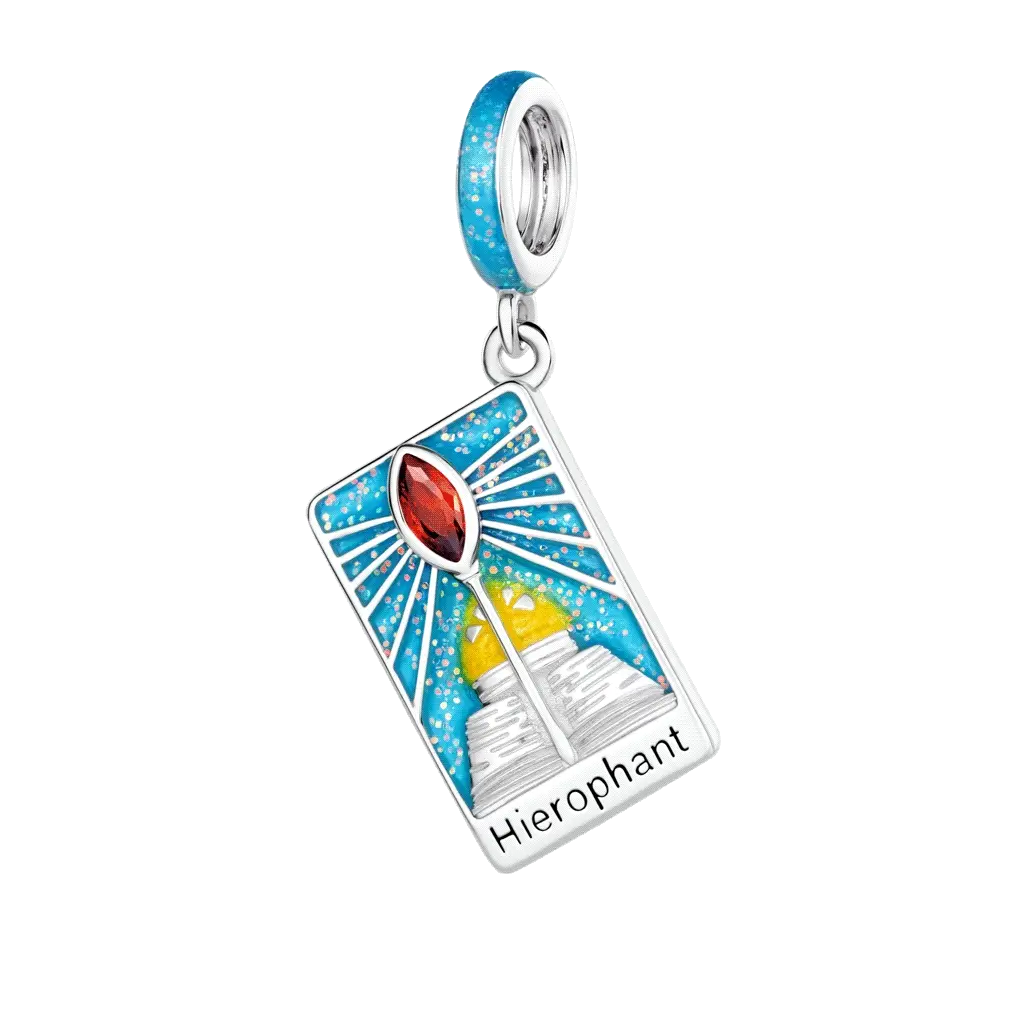Gnoce The Hierophant Tarot Glow-in-the-Dark Charm Platinum-plated Silver Blend - Image 2
