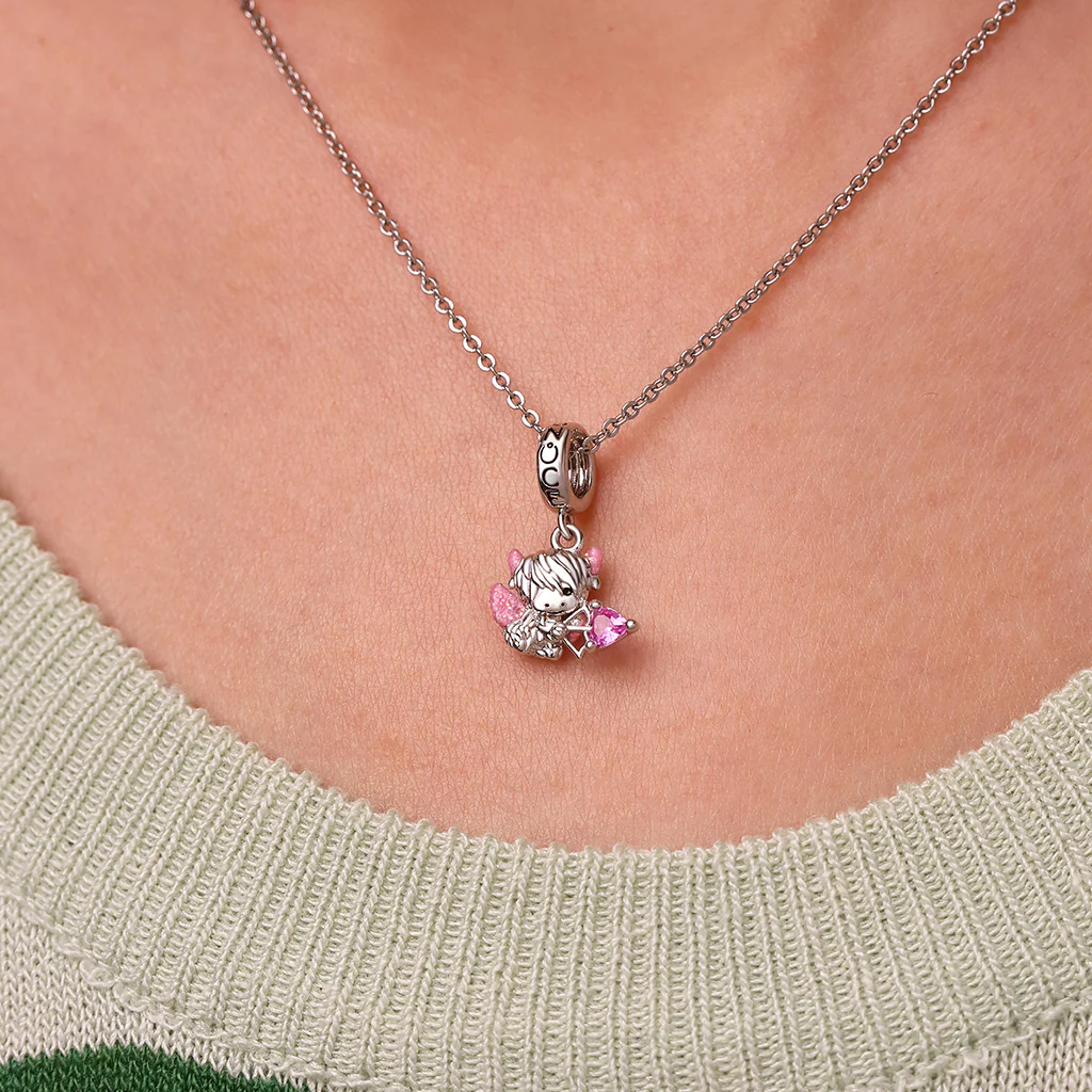 Gnoce Highland Cattle Cupid's Arrow Charm Platinum-plated Silver Blend - Image 5