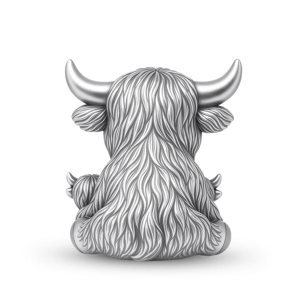 Gnoce Highland Cow Embraces Babies Charm Platinum-plated Silver Blend - Image 5