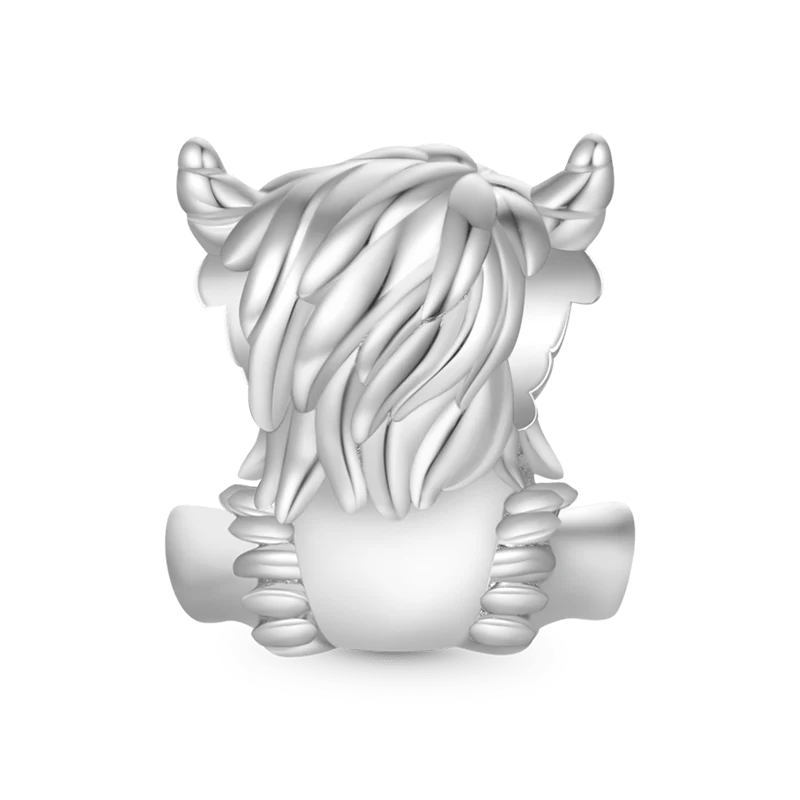 Gnoce Scottish Highland Cow Charm Platinum-plated Silver Blend - Image 2