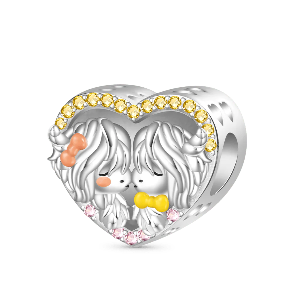 Gnoce Highland Cow Couple Photo Charm Platinum-plated Silver Blend - Image 4