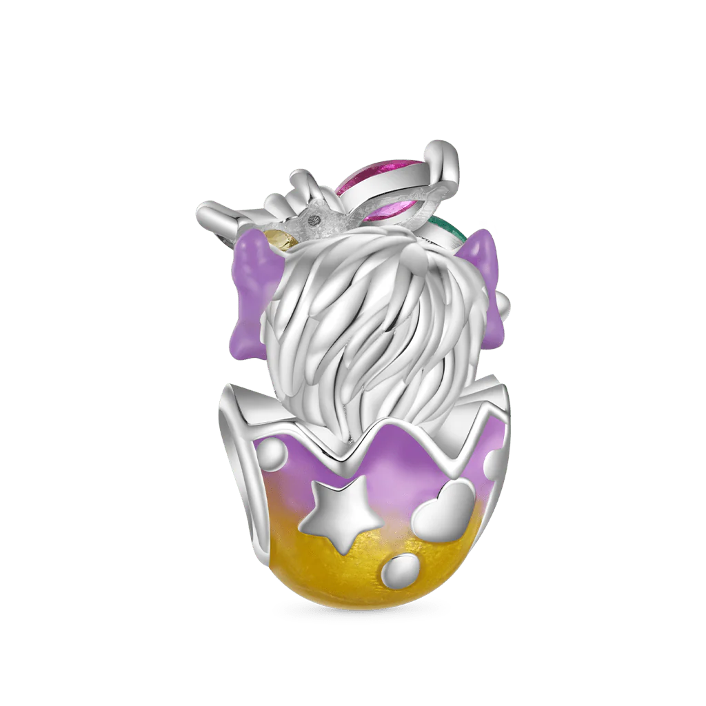 Gnoce Wreath Highland Cow Glow-in-the-Dark Easter Eggs Charm Platinum-plated Silver Blend - Image 3