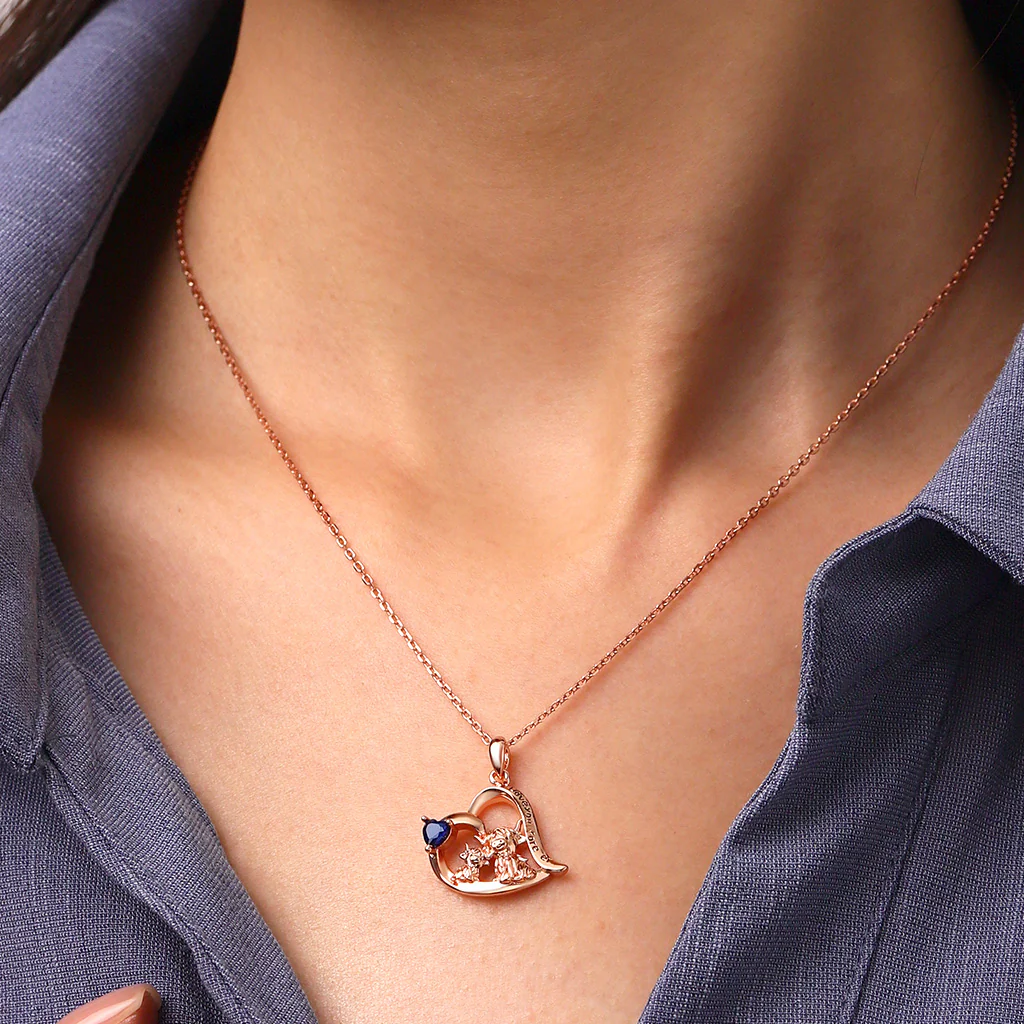 Gnoce "I love you forever" Highland Cow Heart Birthstone Necklace - Image 7