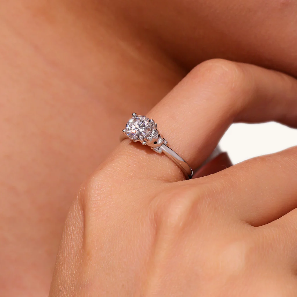 Gnoce Highland Cow Embraces Moissanite Ring Platinum-plated Silver Blend - Image 9