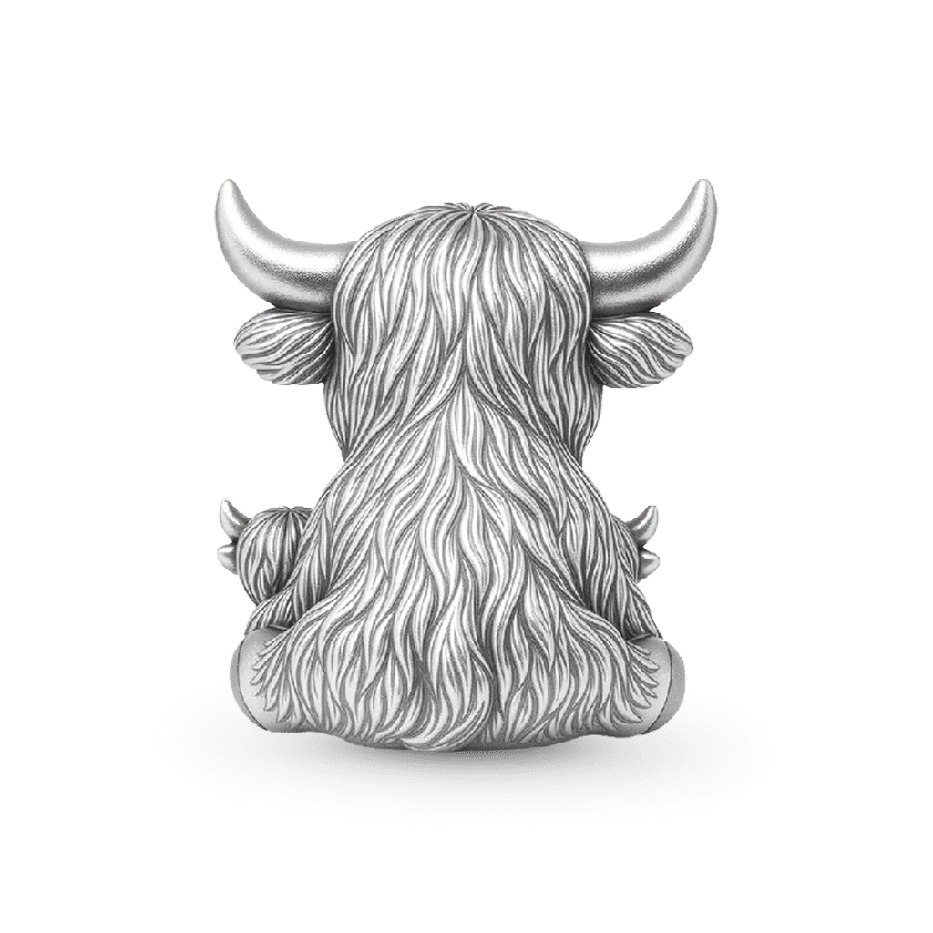 Gnoce Highland Cow Embraces Three Babies Charm Platinum-plated Silver Blend - Image 6