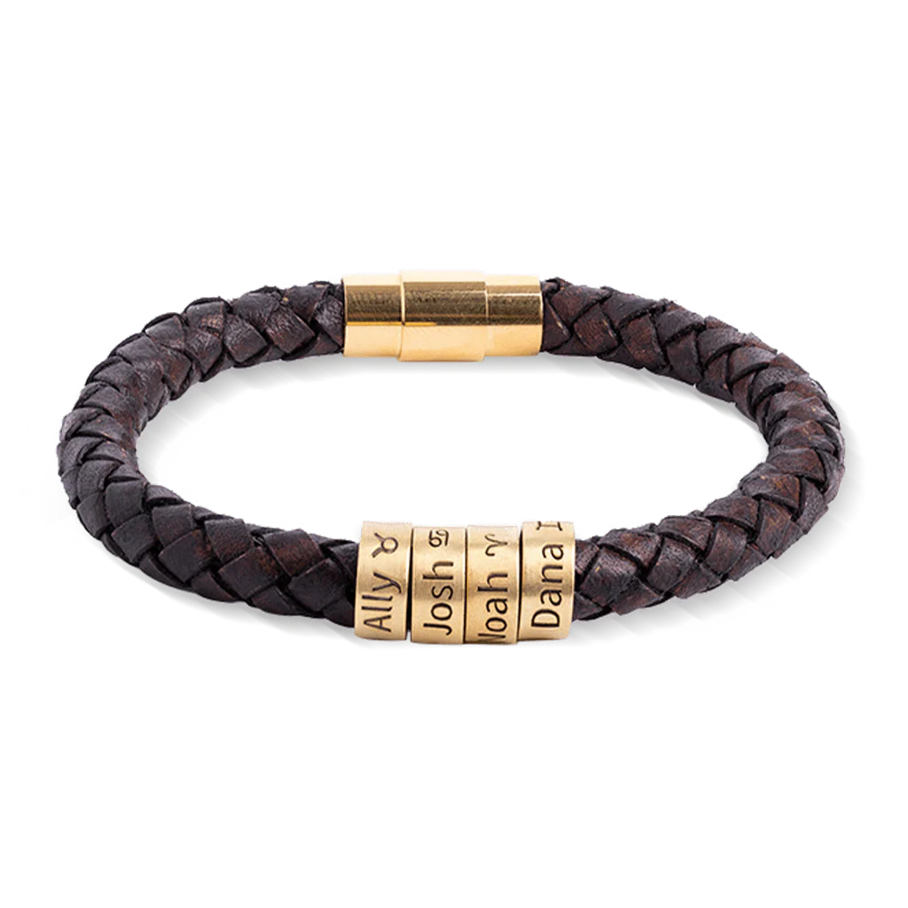 Gnoce Hip-hop Braided Leather Magnetic Clasp Engravable Bracelet - Image 4