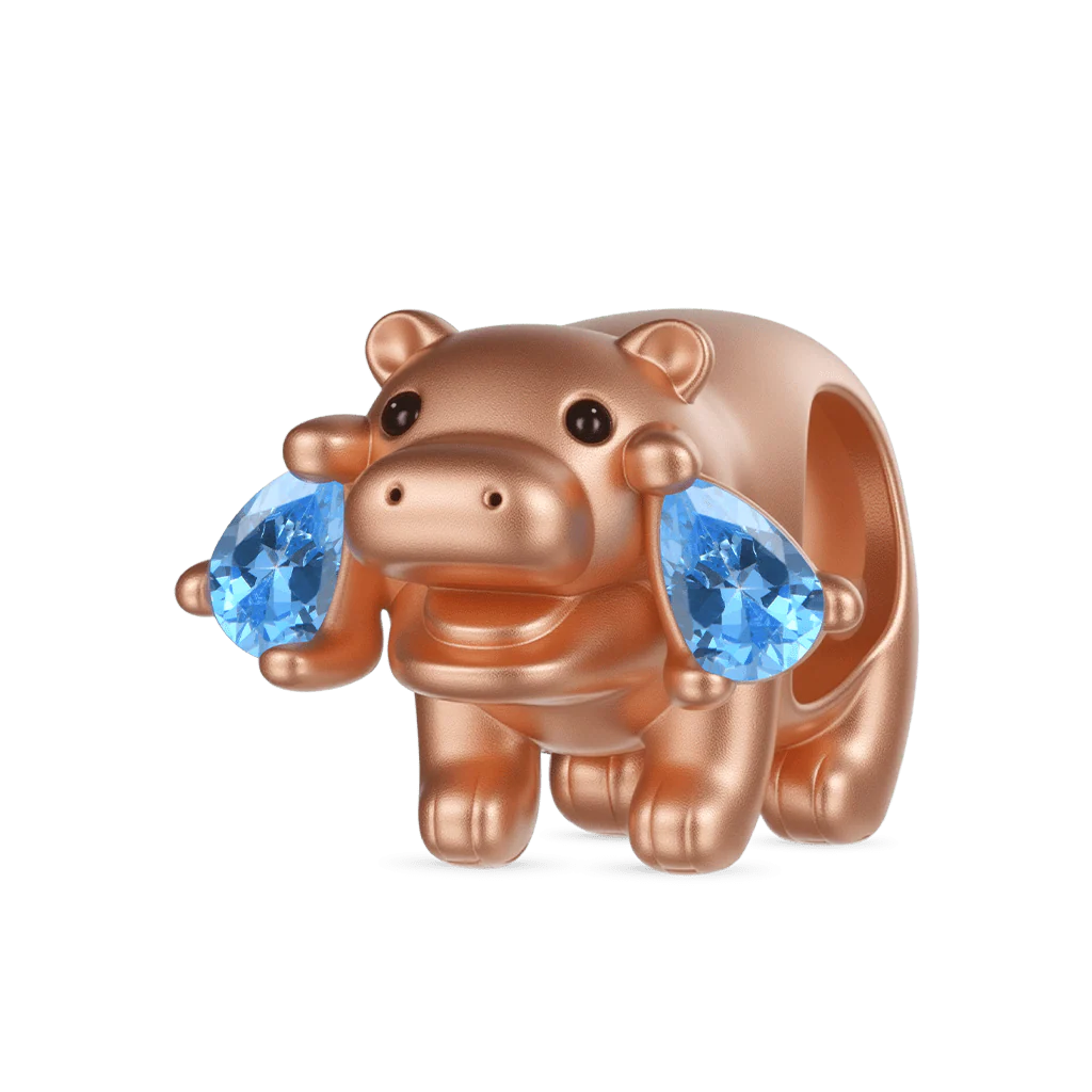 Gnoce Hippo Charm Platinum-plated Silver Blend