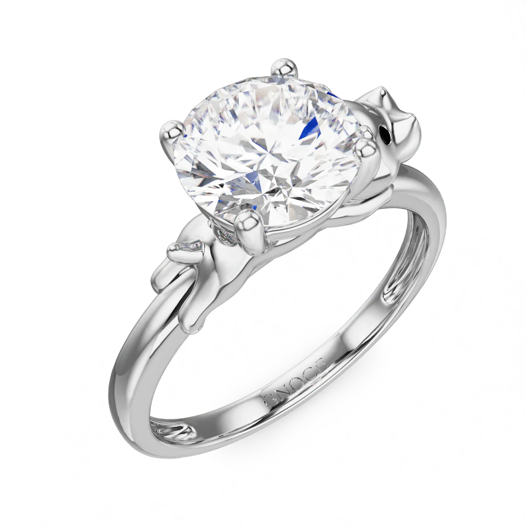 Gnoce Hippo Embraces Moissanite Ring Platinum-plated Silver Blend - Image 3