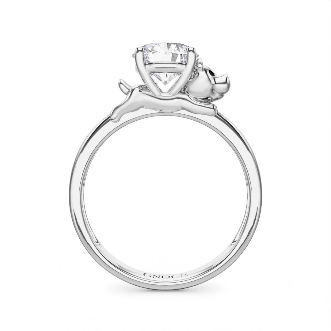 Gnoce Hippo Embraces Moissanite Ring Platinum-plated Silver Blend - Image 5