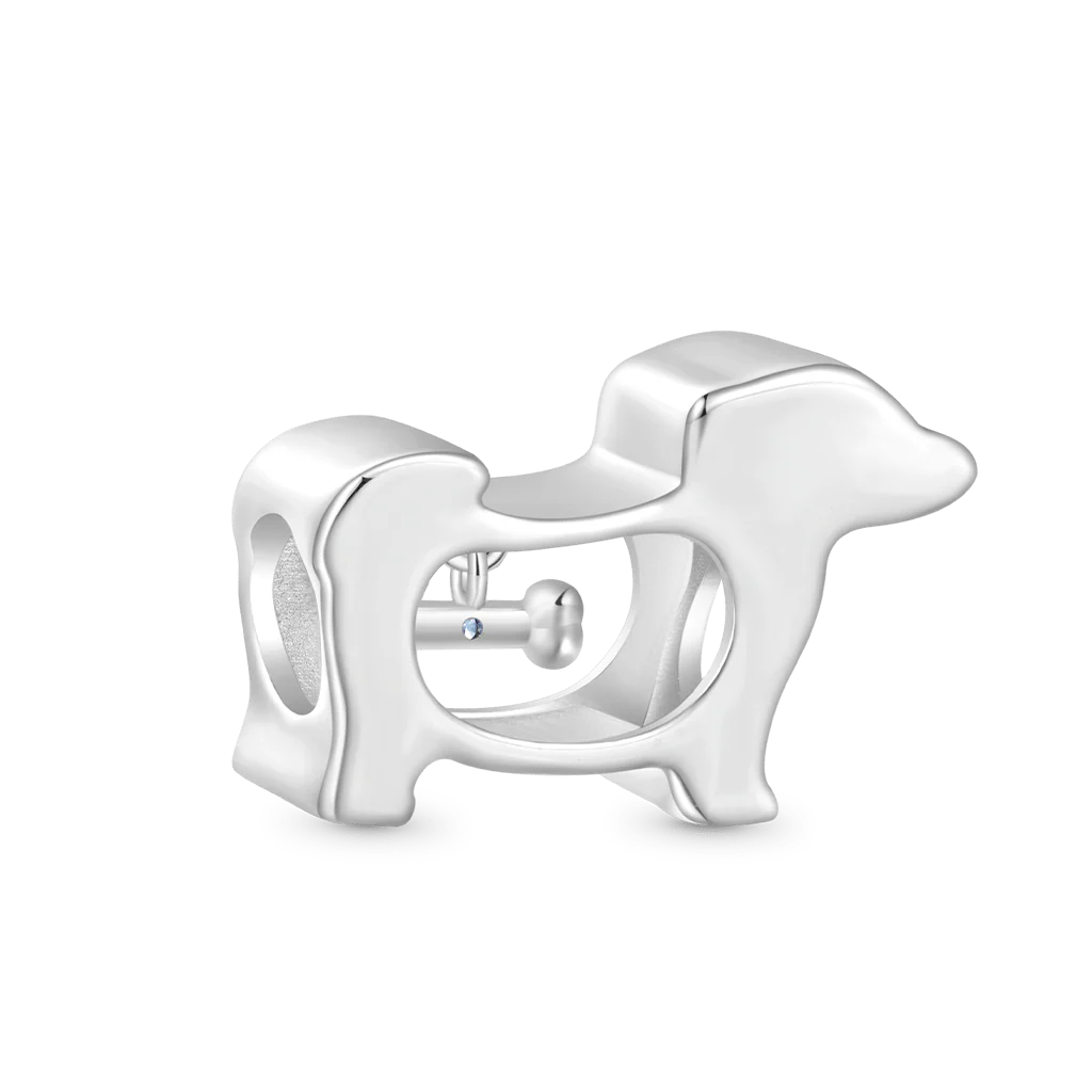 Gnoce Puppy Bone Birthstone Charm Platinum-plated Silver Blend - Image 3