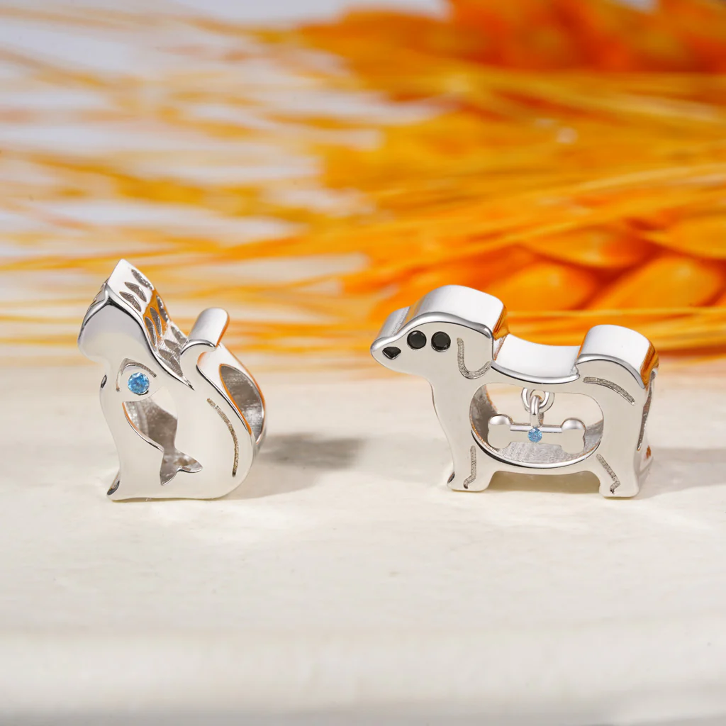 Gnoce Puppy Bone Birthstone Charm Platinum-plated Silver Blend - Image 4