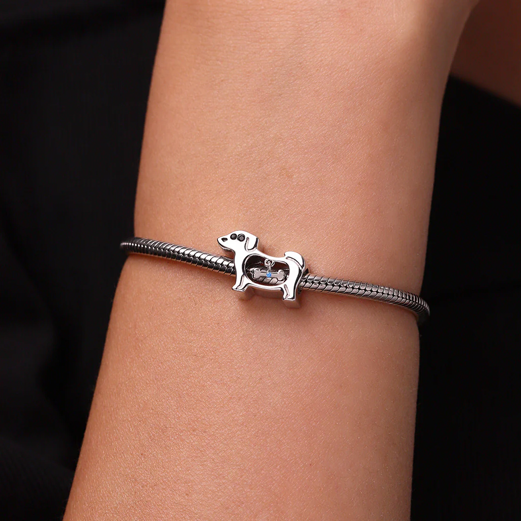 Gnoce Puppy Bone Birthstone Charm Platinum-plated Silver Blend - Image 6