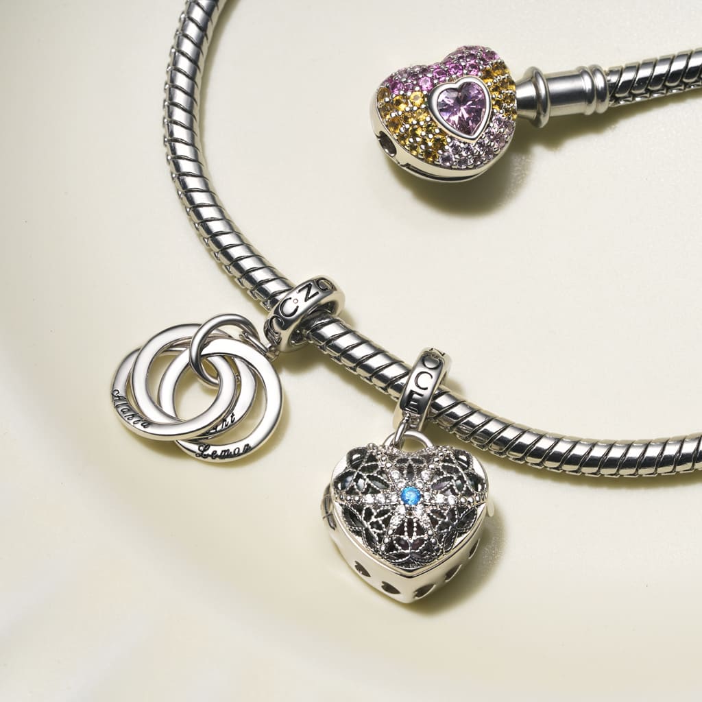 Gnoce Personalized Photo Hollow Heart Starfish Charm Platinum-plated Silver Blend - Image 3