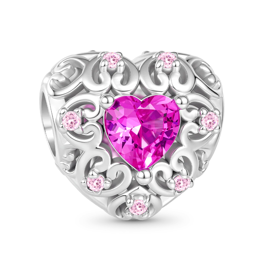 Gnoce Hollow Love Heart Charm Platinum-plated Silver Blend