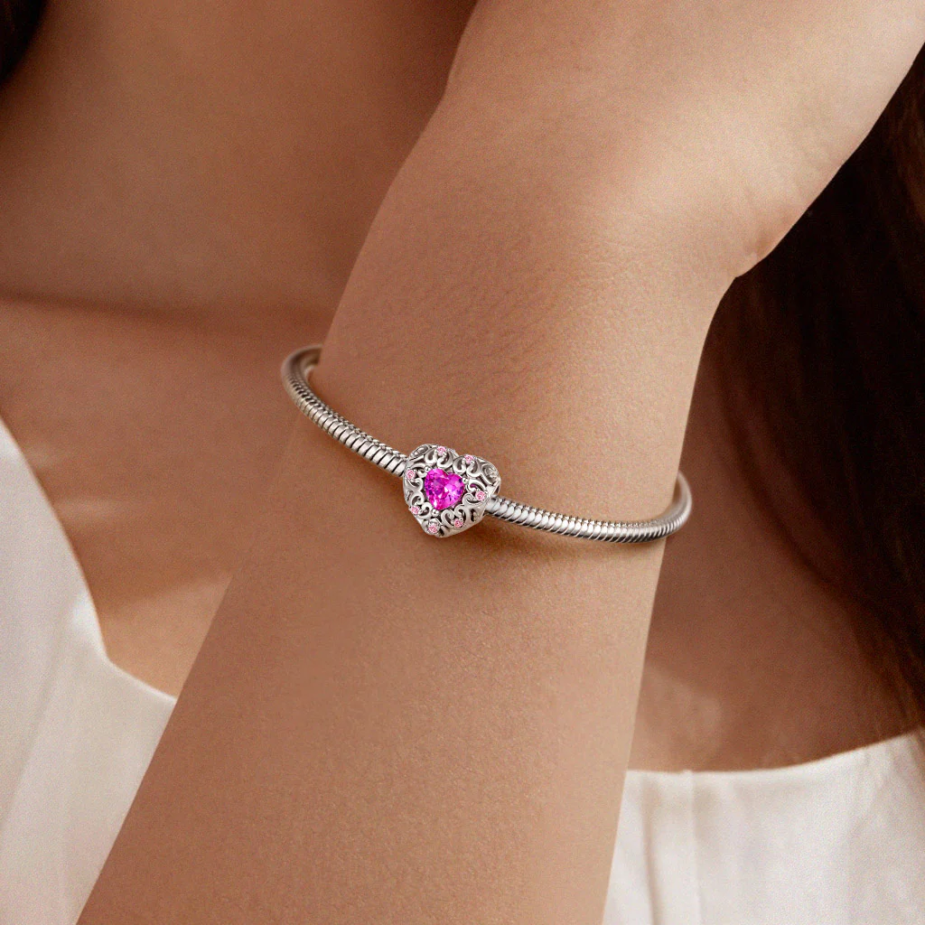 Gnoce Hollow Love Heart Charm Platinum-plated Silver Blend - Image 2