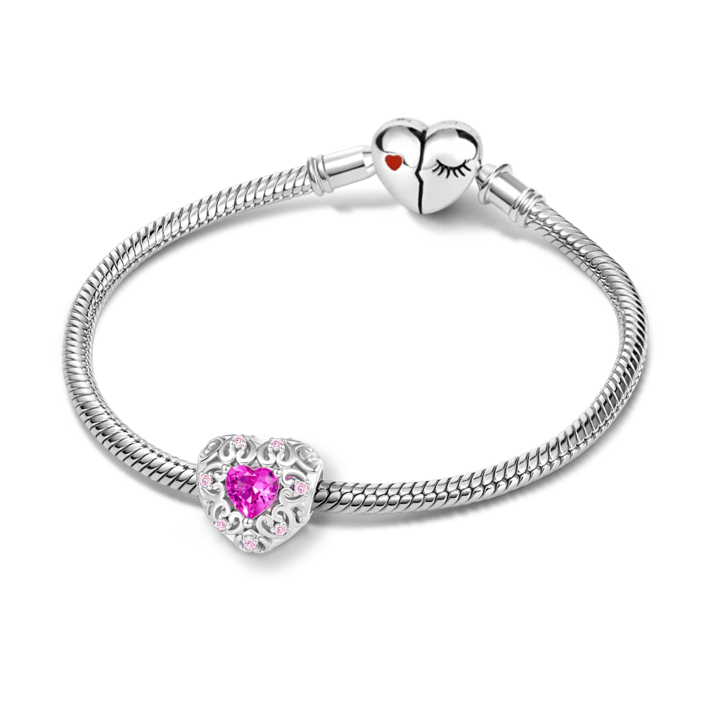 Gnoce Hollow Love Heart Charm Platinum-plated Silver Blend - Image 3