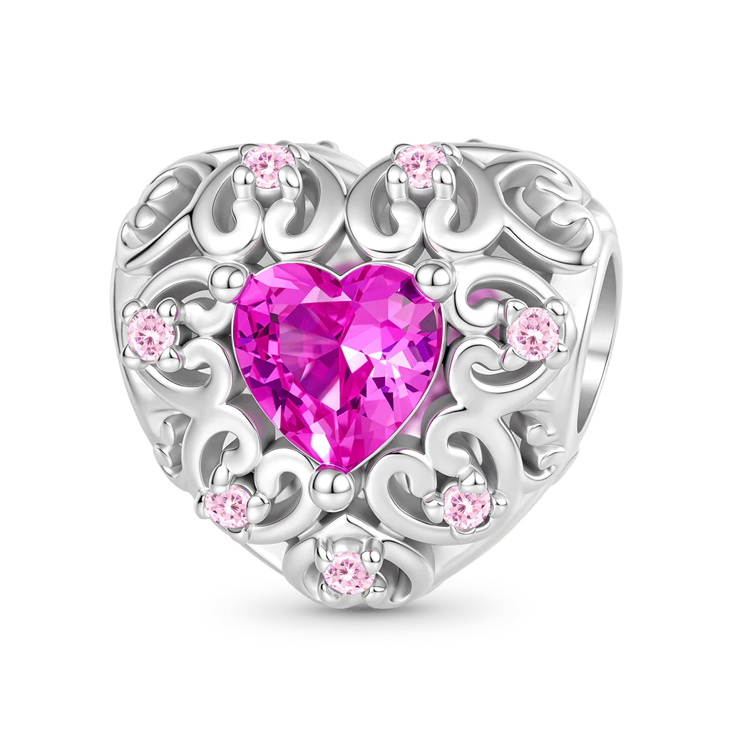 Gnoce Hollow Love Heart Charm Platinum-plated Silver Blend - Image 5