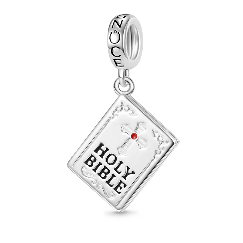 Gnoce Faithful Holy Bible Charm Platinum-plated Silver Blend