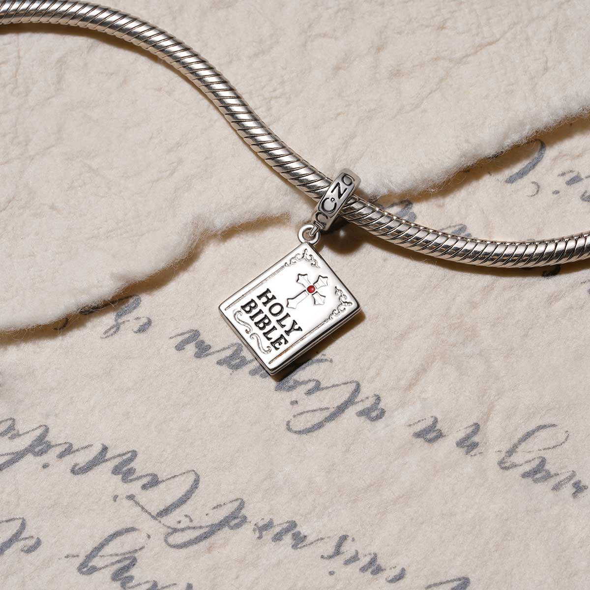 Gnoce Faithful Holy Bible Charm Platinum-plated Silver Blend - Image 3