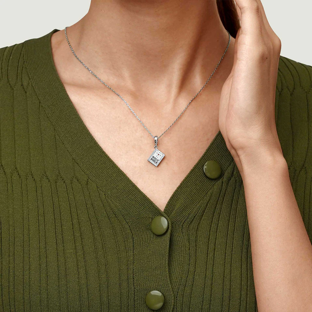 Gnoce Faithful Holy Bible Charm Platinum-plated Silver Blend - Image 7