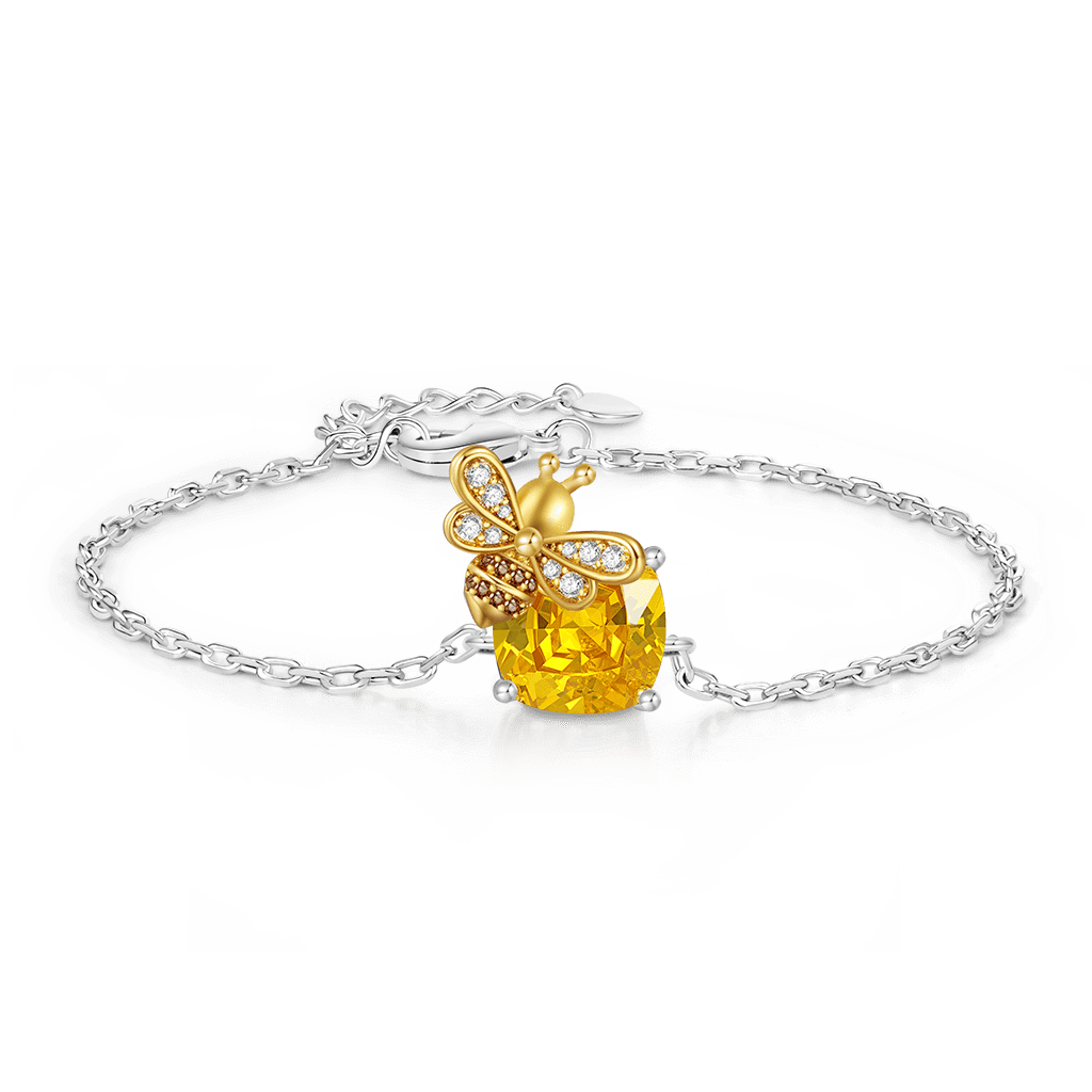 Gnoce Adjustable Honey Bee Bracelet Platinum-plated Silver Blend