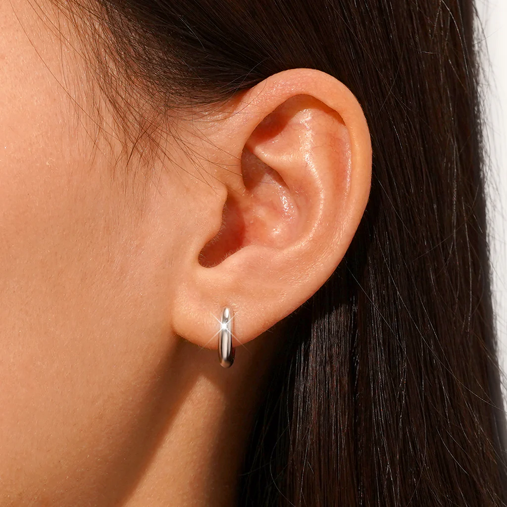Gnoce High Polish Plain Color  Earrings Platinum-plated Silver Blend - Image 7