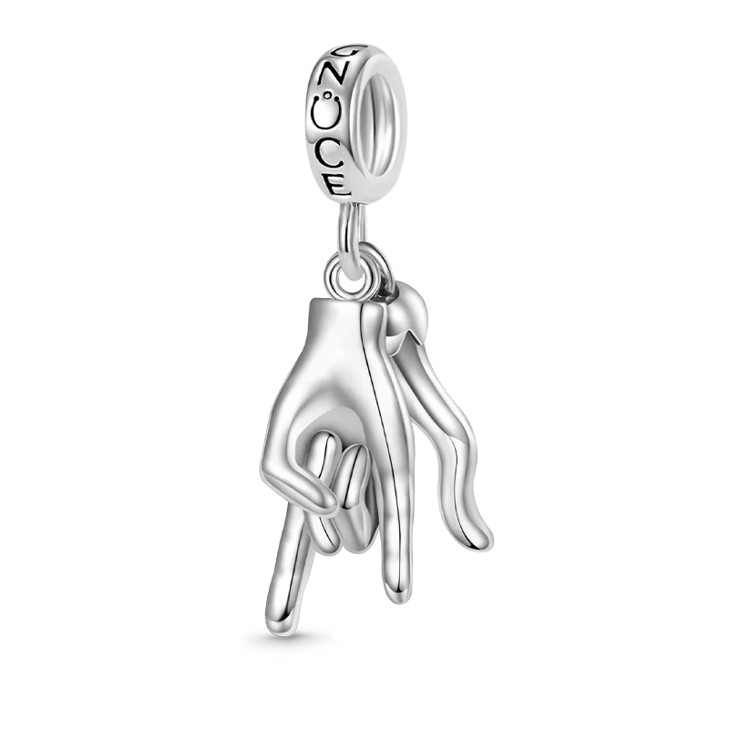 Gnoce Lucky Horn & Hand Sign Charm Platinum-plated Silver Blend