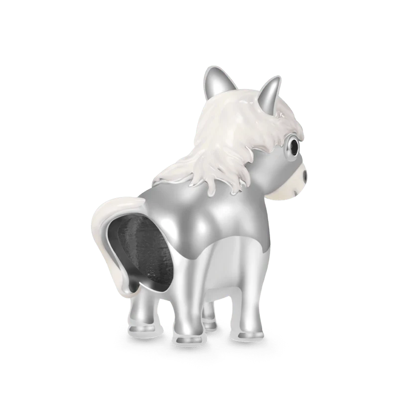 Gnoce Chinese Zodiac Horse Embraces Heart Charm Platinum-plated Silver Blend - Image 2
