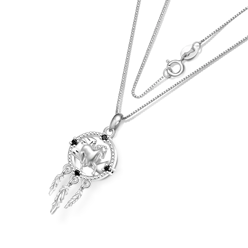 Gnoce Horse Dream Catcher Necklace Platinum-plated Silver Blend - Image 3
