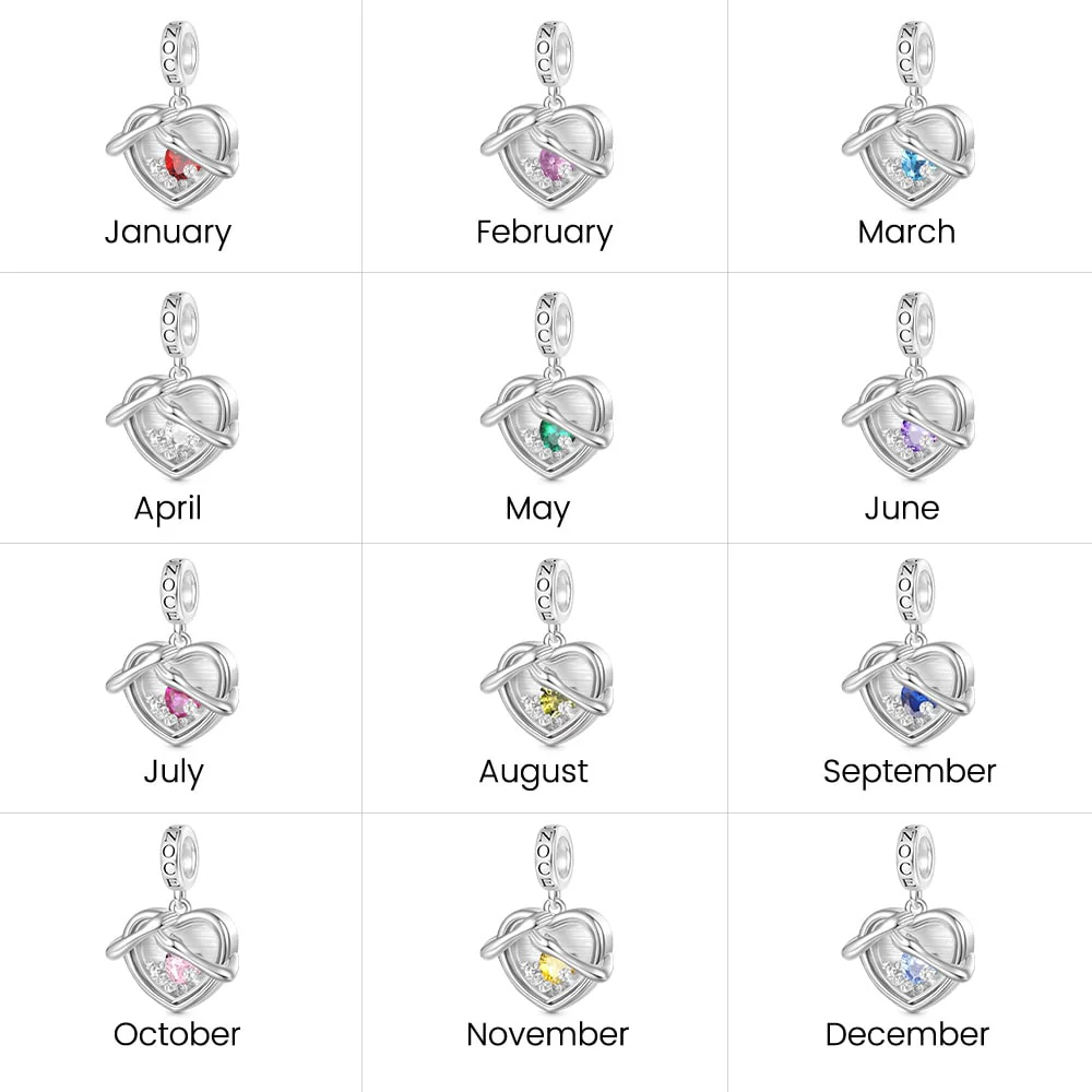 Gnoce Hug Love Locket Birthstone Charm Platinum-plated Silver Blend - Image 4