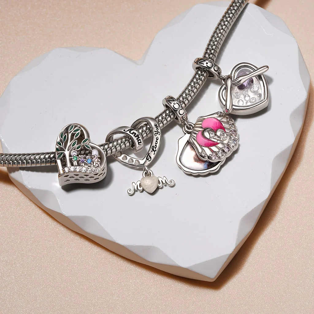 Gnoce Hug Love Locket Birthstone Charm Platinum-plated Silver Blend - Image 5
