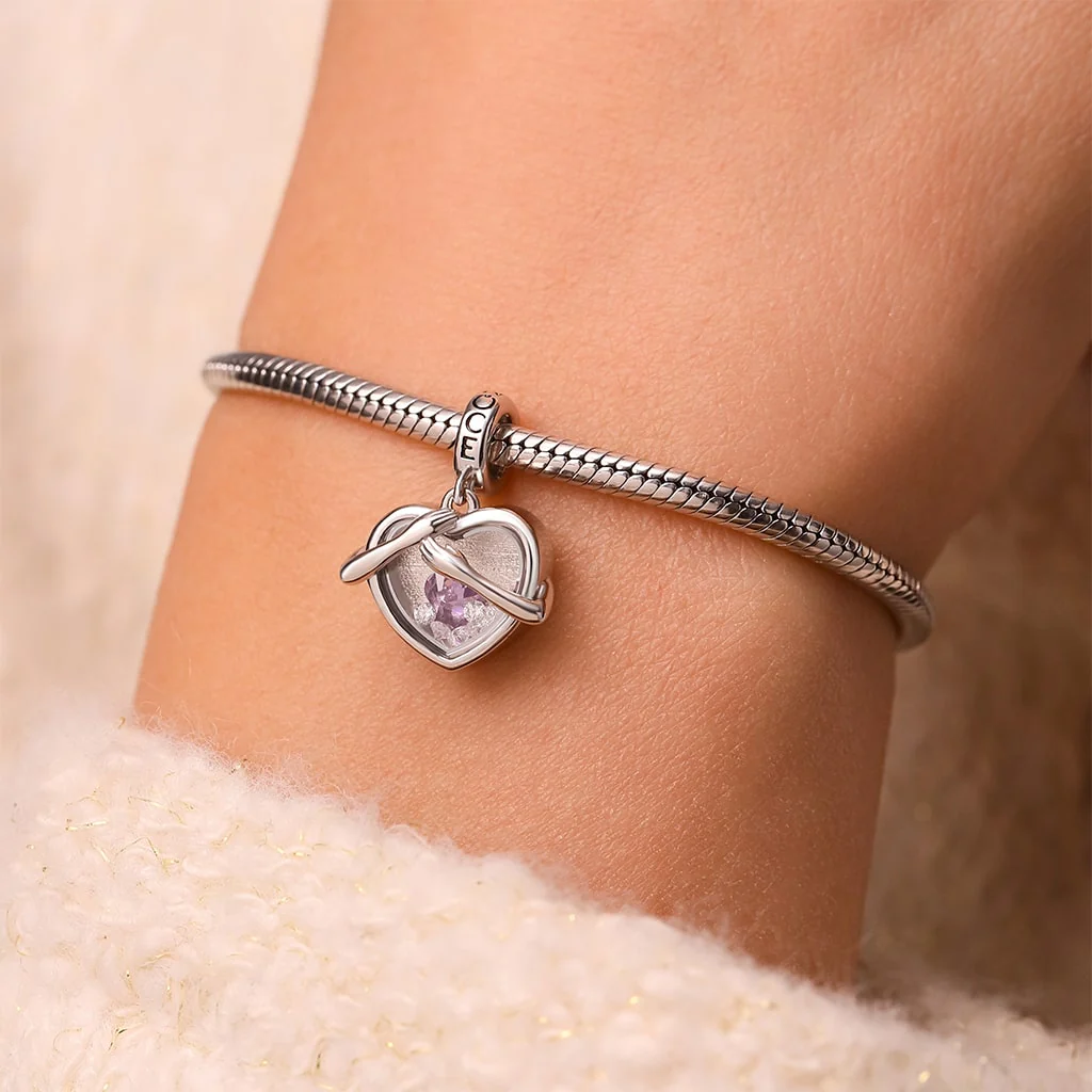 Gnoce Hug Love Locket Birthstone Charm Platinum-plated Silver Blend - Image 8