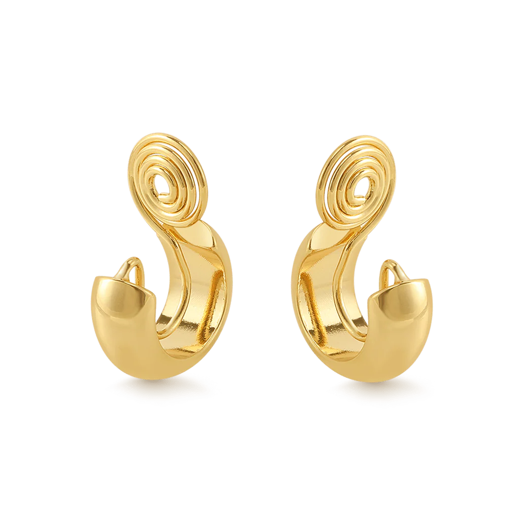 Gnoce Simple Huggie Gold Clip On Earrings - Image 2